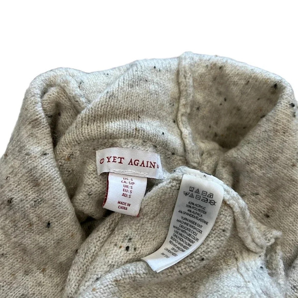 Yet Again Beige Knit Loose Cowl Neck Sweater S - Picture 3 of 3